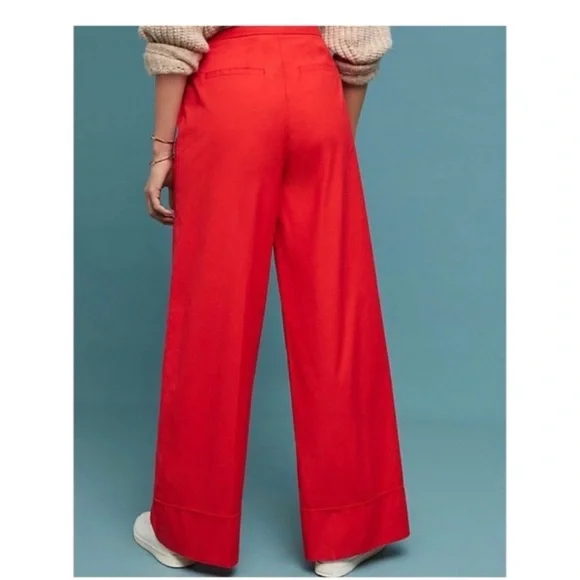 Anthropologie Red Wide Leg Pants - Picture 2 of 11